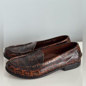 Rare Fendi Vintage Monogram Penny Loafers